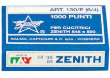 Punti 6/4 per cucitrici Zenith 130/E - 1000 punti (conf. 10)