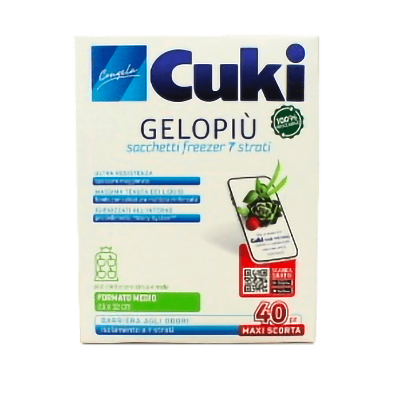 CUKI GELOPIÙ MAXI SCORTA SACCHETTI FREEZER CONFEZIONE SCORTA - FORMATO MEDIO - 40 SACCHETTI - LT 2.5 - CM 23X32