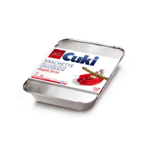 CUKI VASCHETTE ALLUMINIO CON COPERCHI (R90) PER 6 PORZIONI - 2 PEZZI - LT 2,3 (CM 28.7X22.7X4.3)