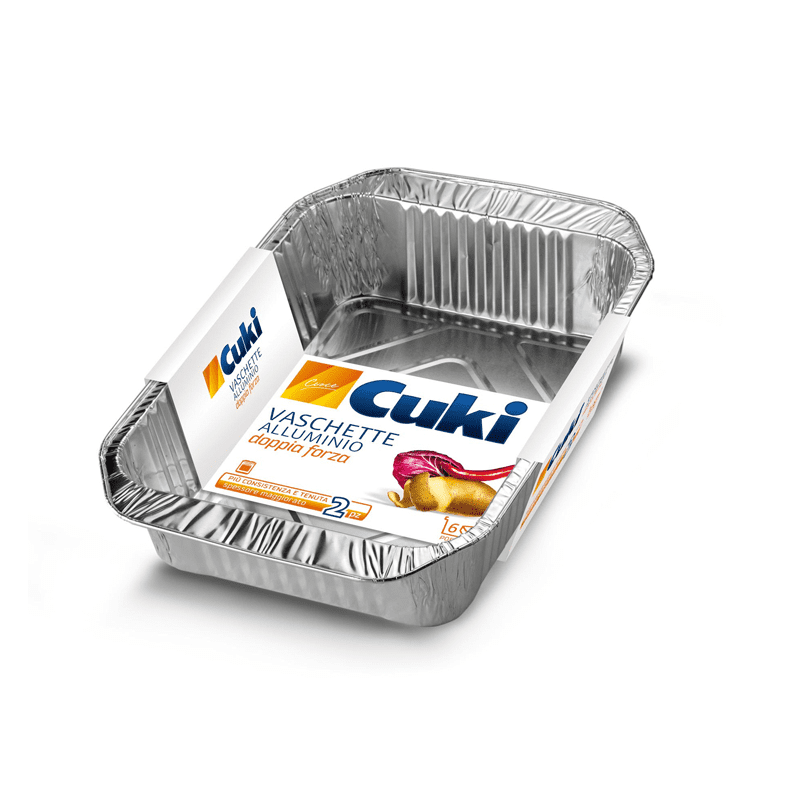 CUKI VASCHETTE ALLUMINIO (R181G) - PER 6 PORZIONI CON MANICI - 2 PEZZI - LT 0,8 (CM 23.8X10X5)