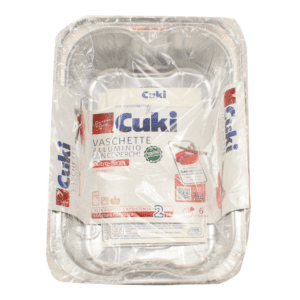 CUKI VASCHETTA ALLUMINIO CON COPERCHIO (R99L) 6 PORZIONI - 2 PEZZI - LT 1,8