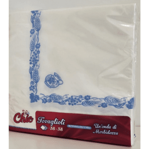 CHIC TOVAGLIOLI 38x38 2 VELI OVATTA DI CELLULOSA DECORO ROMAGNOLO BLU 40 PEZZI