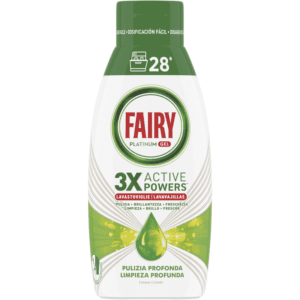 FAIRY PLATINUM GEL 3 X ACTIVE POWERS LAVASTOVIGLIE PULIZIA PROFONDA LIMONE 28 LAVAGGI 504 ML