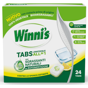 WINNI'S TABS LAVASTOVIGLIE ALL IN 1 AL LIMONE CON SGRASSANTI NATURALI CONTRO LO SPORCO OSTINATO 22 TABS