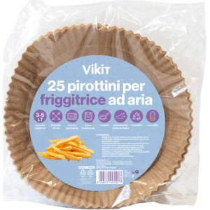 VIKIT 25 PIROTTINI CON DIAMETRO 20 CENTIMETRI e 4 CENTIMETRI DI ALTEZZA PER FRIGGITRCE AD ARIA CON CAPACITA' 3-5 LT