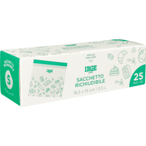 IRGE CASA BUSTA ALIMENTARE RICHIUDIBILE CON ZIP 25 PEZZI 16,5x15 0,5 LITRI