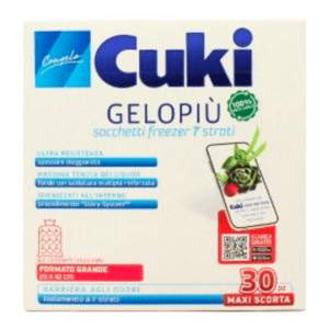 CUKI GELOPIÙ MAXI SCORTA SACCHETTI FREEZER CONFEZIONE FORMATO GRANDE - 30 SACCHETTI - LT 6.0 - CM 29X42