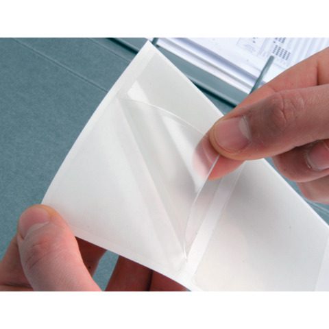 Tasche adesive permanenti Q-Connect 46x75mm trasparenti conf. da 6 - KF13781 - immagine 5