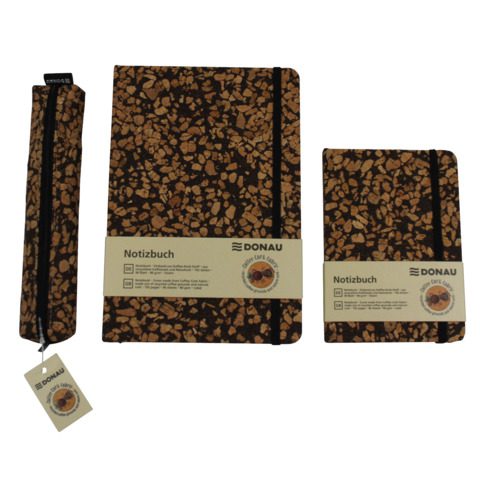 Taccuino con copertina in tessuto riciclata dai chicchi di caffè Donau - 96 ff ricilati da 80 g/m² - conf. 3 pz - - immagine 4