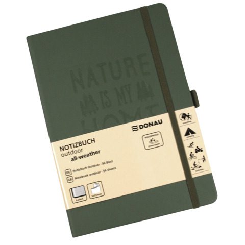 Taccuino con copertina impermeabile Donau Outdoor A5 - 56 ff 120 g/m² quadretti - marrone o verde oliva - 330370022 - immagine 6