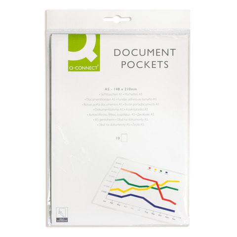 Tasche adesive permanenti Q-Connect 46x75mm trasparenti conf. da 6 - KF13781 - immagine 6