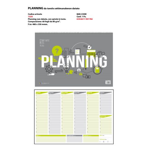 Planning da tavolo settimanale non datato O.C.L. 48x33 cm - 60 fogli 80 g/m² - 1520 - immagine 2
