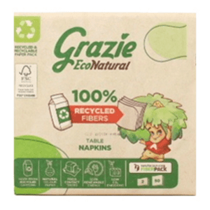 GRAZIE NATURAL TOVAGLIOLI 33x33 2 VELI 50 PEZZI (INCARTO ESTERNO IN CARTA)