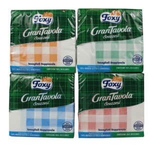 FOXY GRAN TAVOLA 42 TOVAGLIOLI 32x32,5 2 VELI CARTA SCOZZESE ASSORTITI