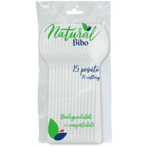 BIBO NATURAL 15 CUCCHIAI BIODEGRADABILI E COMPOSTABILI