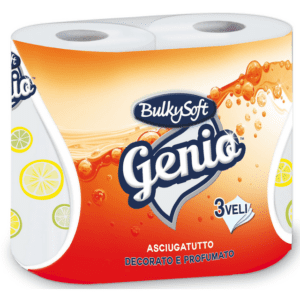BULKYSOFT GENIO ASCIUGATUTTO 2 ROTOLI 3 VELI DECORATO e PROFUMATO 75 STRAPPI