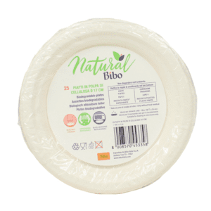 BIBO NATURAL 25 PIATTI BIODEGRADABILI E COMPOSTABILI DM 17 cm