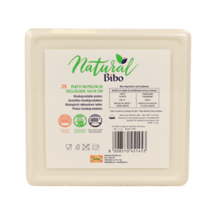 BIBO NATURAL 25 PIATTI QUADRATI DM 16 cm BIODEGRADABILI E e COMPOSTABILI