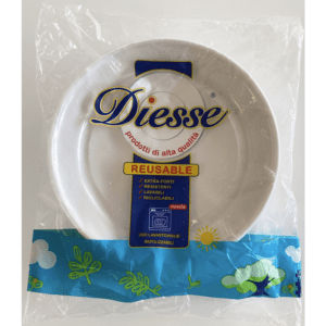 DIESSE 24 PIATTI PIANI REUSABLE DM 21,5 CM EXTRA FORTI RESISTENTI LAVABILI RICICLABILI USO LAVASTOVIGLIE