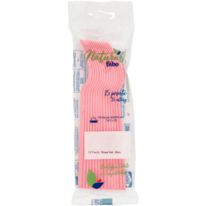 BIBO NATURAL 15 FORCHETTE BIODEGRADABILI e COMPOSTABILI ROSA
