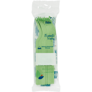 BIBO NATURAL 15 FORCHETTE BIODEGRADABILI e COMPOSTABILI VERDI