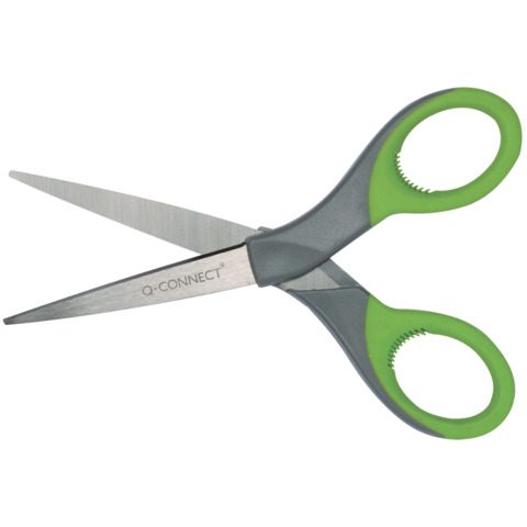 Forbici universali in blister Q-Connect Elite Softgrip lame 18-21 cm grigio/verde - KF03987 - immagine 7