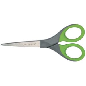 Forbici universali in blister Q-Connect Elite Softgrip lame 18-21 cm grigio/verde - KF03987