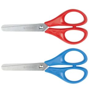 Forbici per découpage Q-Connect acciaio punta rotonda colori assortiti rosso e blu 13 cm - KF15295