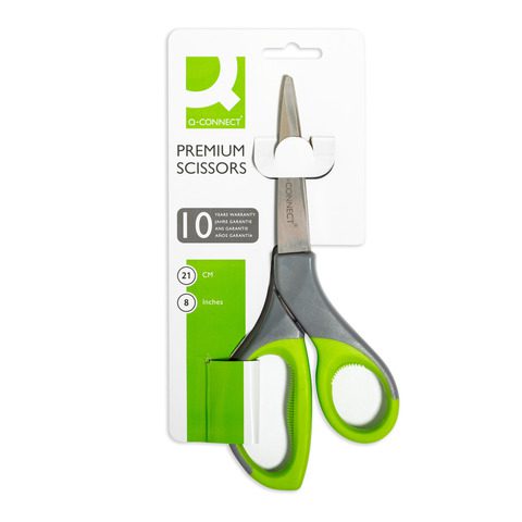 Forbici universali in blister Q-Connect Elite Softgrip lame 18-21 cm grigio/verde - KF03987 - immagine 3