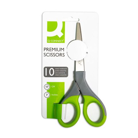 Forbici universali in blister Q-Connect Elite Softgrip lame 18-21 cm grigio/verde - KF03987 - immagine 6