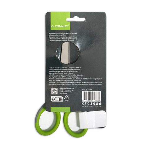 Forbici universali in blister Q-Connect Elite Softgrip lame 18-21 cm grigio/verde - KF03987 - immagine 5