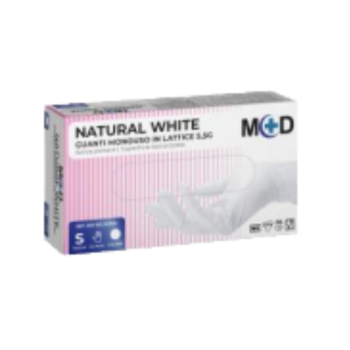 Natural White Guanto monouso in lattice 5,5 g - confezione 100 pz