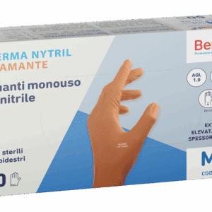 GUANTI MONOUSO IN NITRILE SENZA POLVERE ARANCIONI CON GRIP  1CF=50PZ  TG. S|M|L
