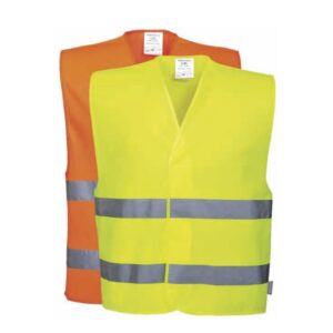 GILET ALTA VISIBILITA' IN POLIESTERE CON BANDE RIFRANGENTI COLORE ARANCIO