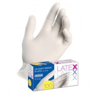 GUANTI MONOUSO IN LATTICE  ALTO SPESSORE HIGH RISK BLU senza polvere TG. L