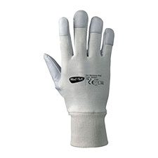 GUANTI IN FIORE MONTONE BIANCO dorso areato in maglia di cotone con polso elasticizzato  TG. 10