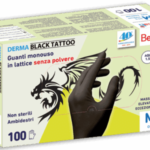 GUANTI MONOUSO IN LATTICE  DERMA BLACK senza polvere TG. S